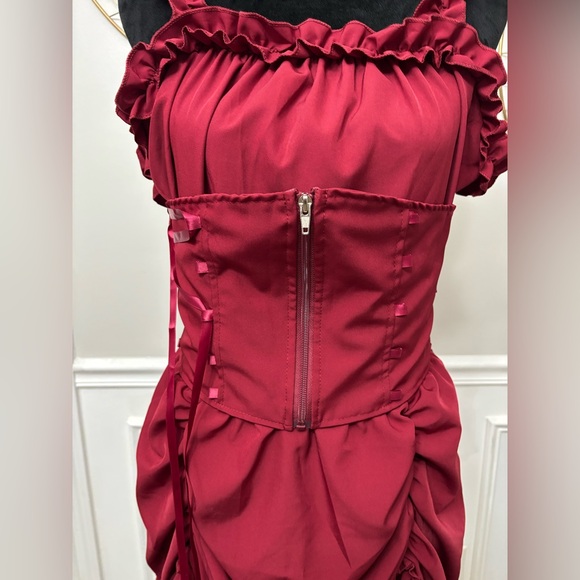 Women's Gothic Square Neck Sleeveless Ruffle Dress *see description* - Picture 2 of 9